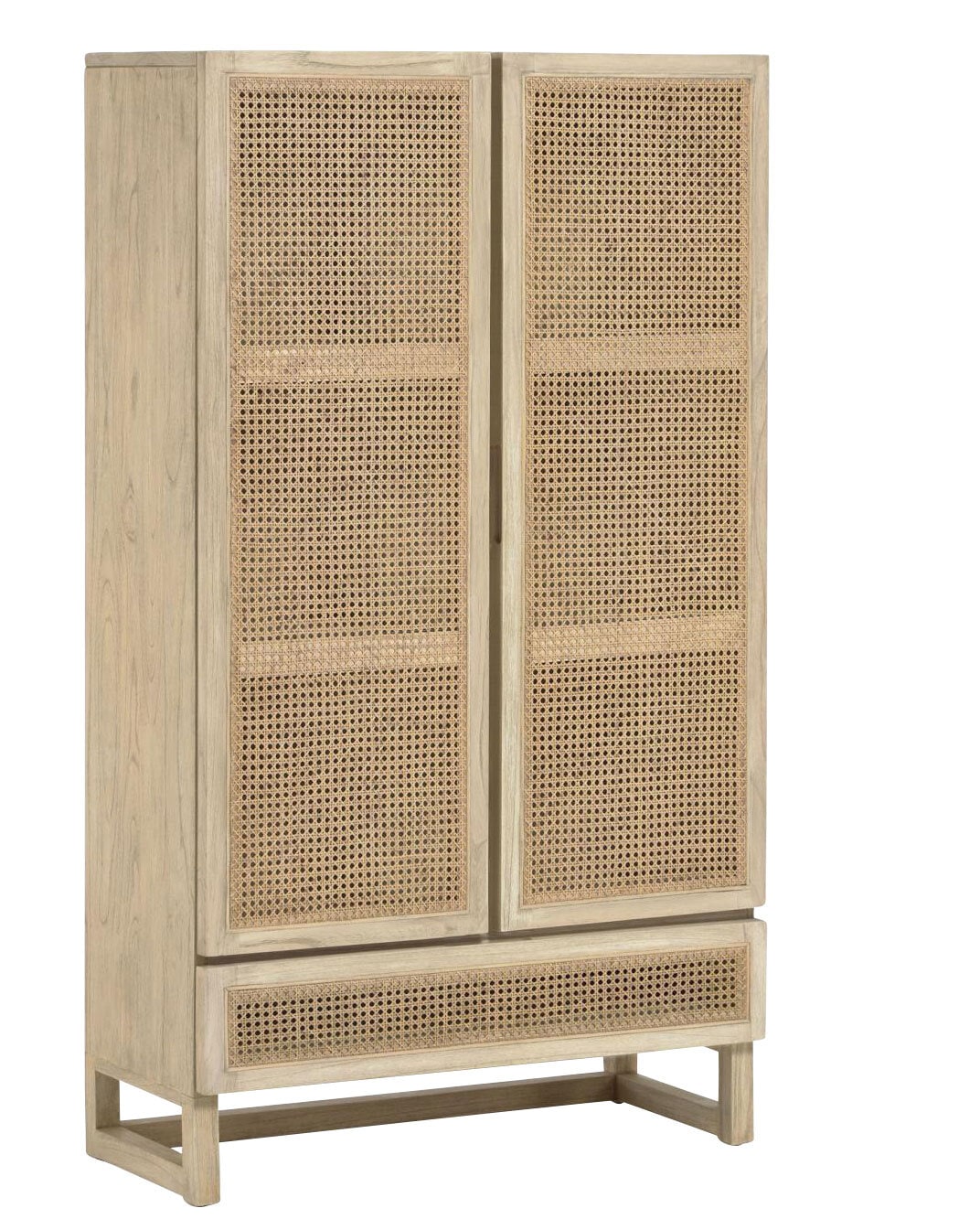 Kave Home Highboard REXIT Zedrachholz massiv/Rattan 90 x 160 cm
