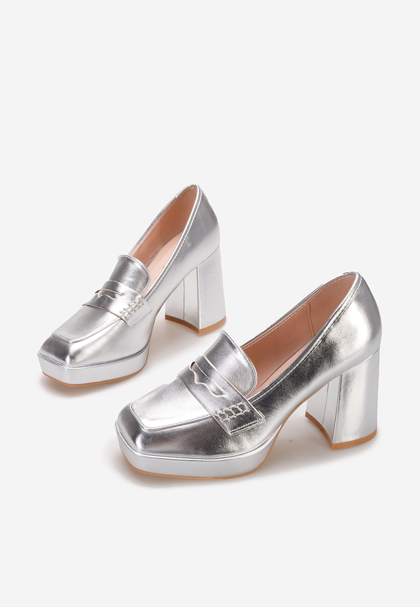 Mocassins à talon argent Alidia