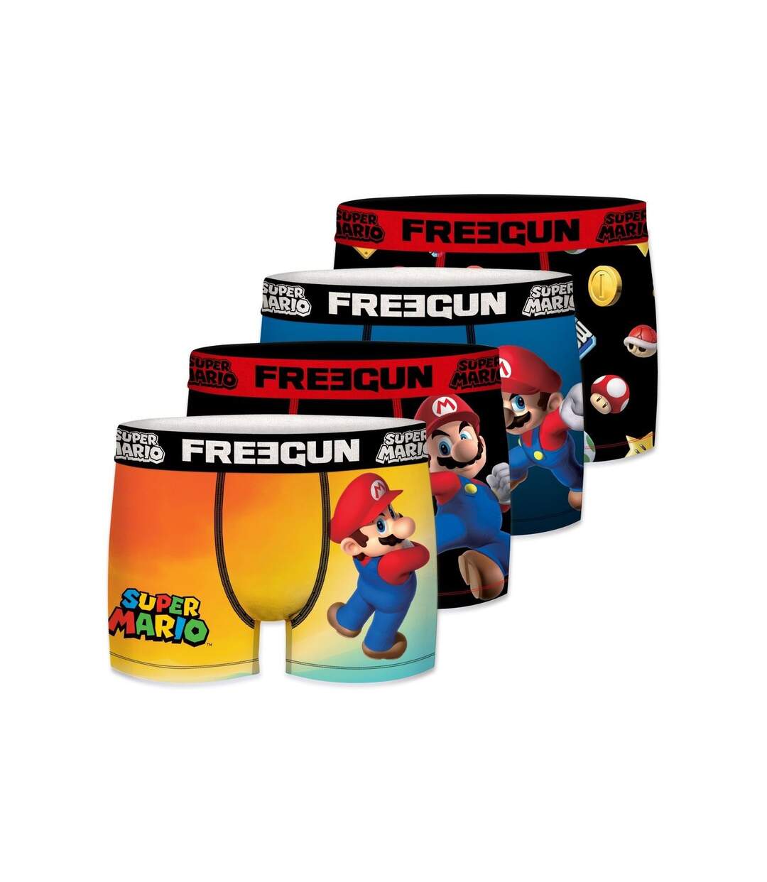 Boxer Homme Mario, Calecon Homme, SUPER MARIO, Agréable et Ajustement Parfait (Lot de 4)