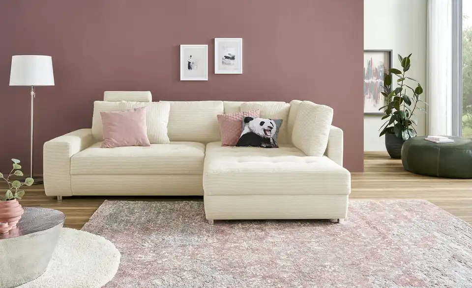Ecksofa Arissa de Luxe Natur rechts Cordstoff