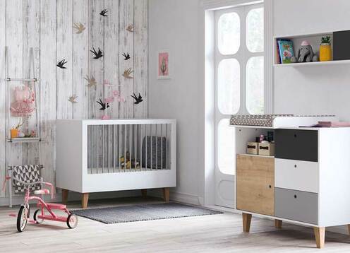 Chambre DUO Concept lit 70x140+commode bois OAK - VOX