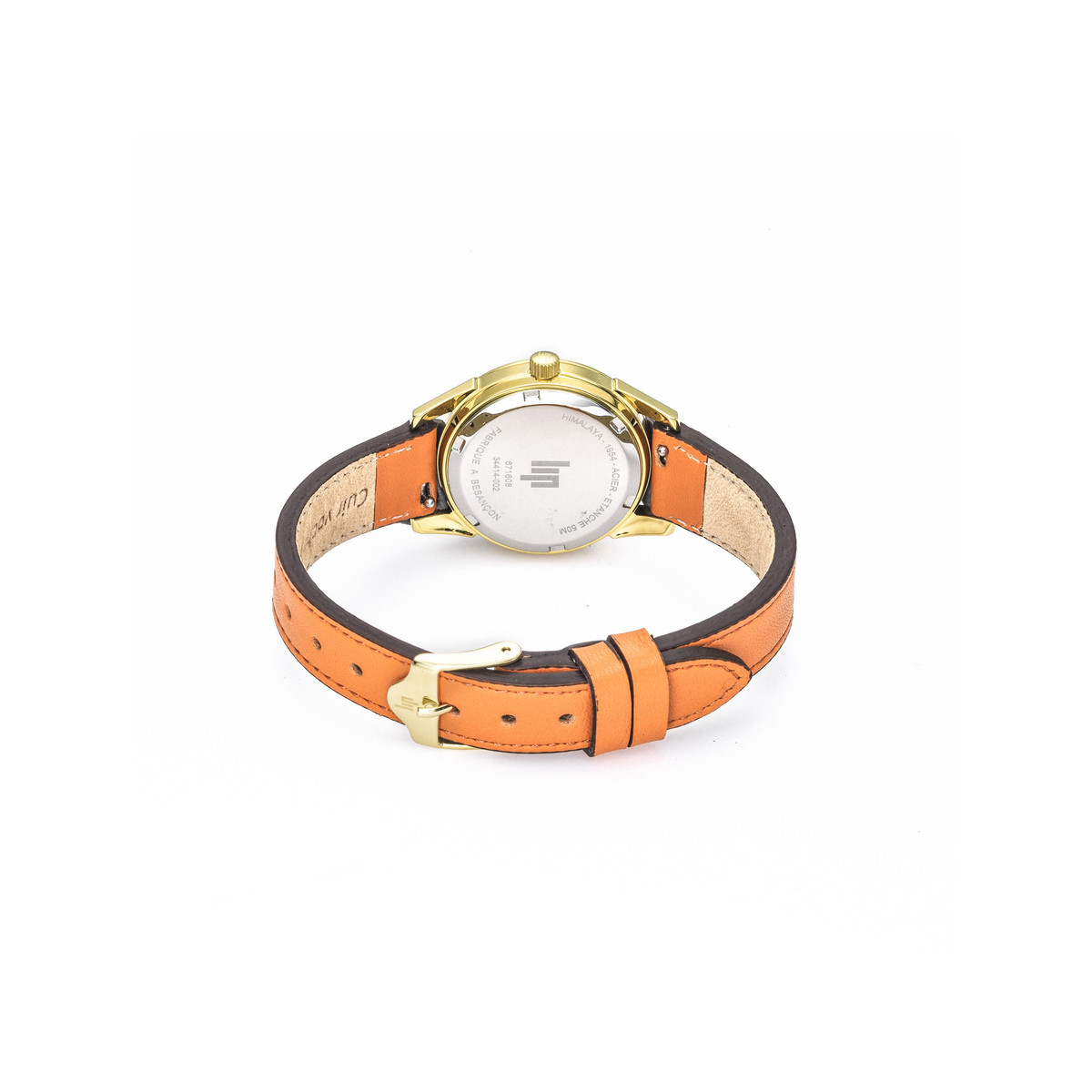 Montre Lip femme acier doré bracelet cuir orange