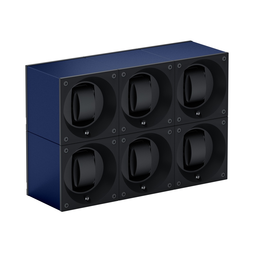 SwissKubik Masterbox Aluminium Marineblau - 6 Uhren