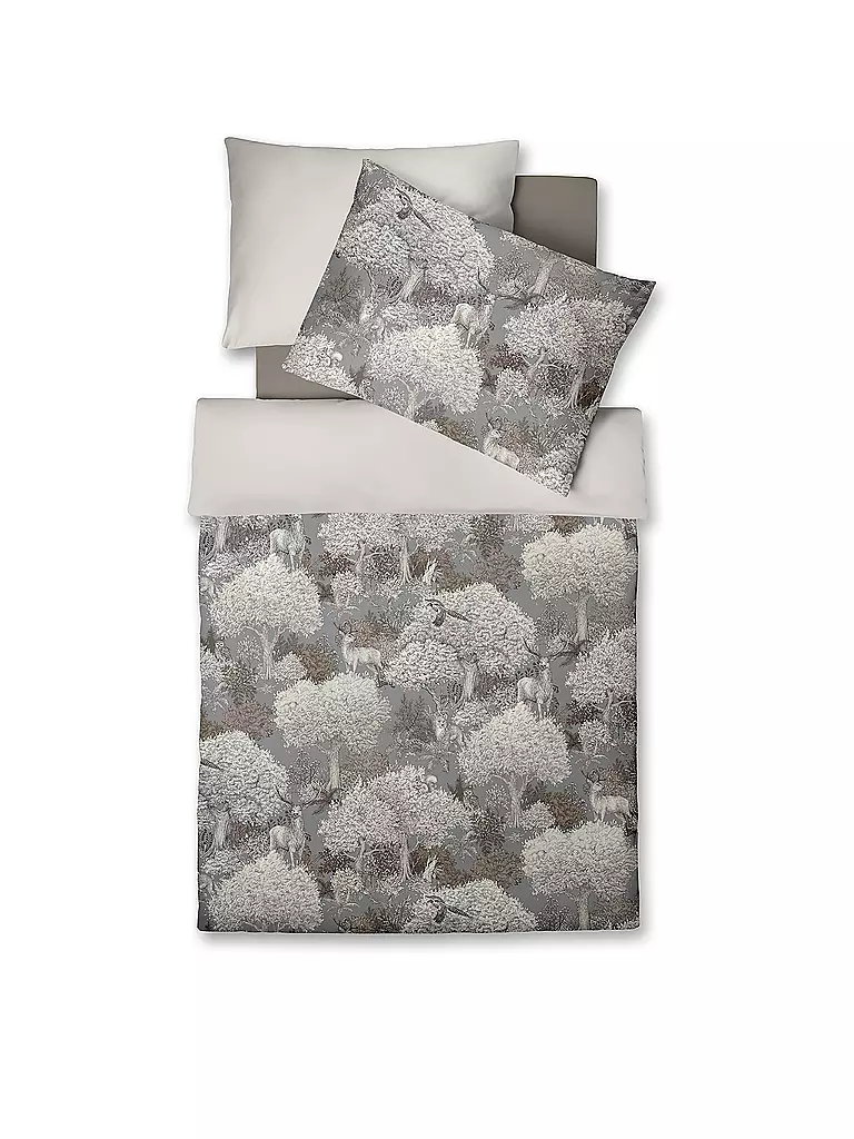 FLEURESSE Satin Bettwäsche 70x90cm/140x200cm BED ART Stone grau