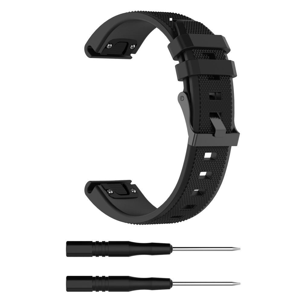 Garmin Fenix 7 Sapphire Solar Silikon Sport Armband mit 22mm Schnellverschluss (170-220 mm) - Schwarz