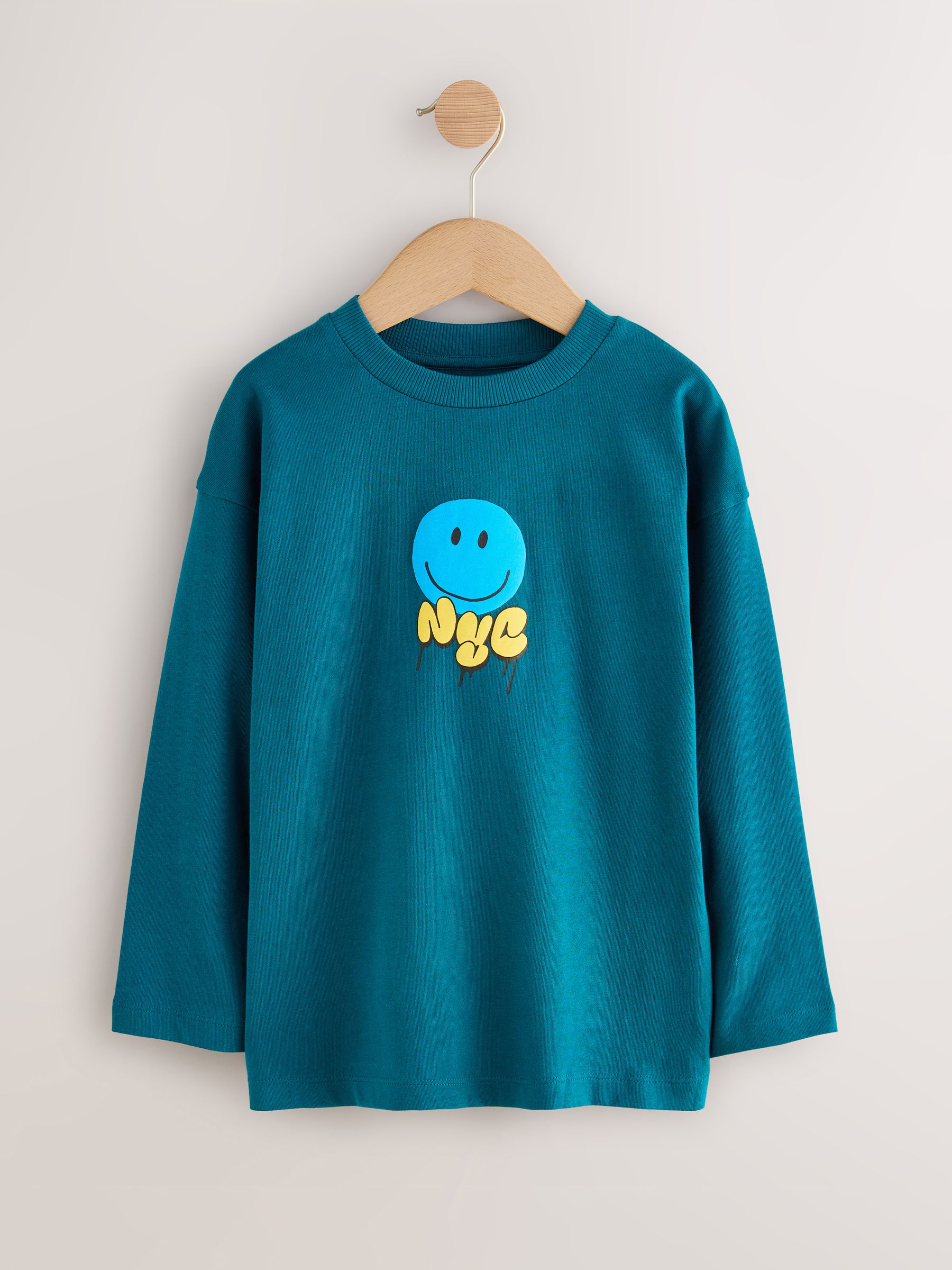Blauwgroen/blauw/grijs felle graffiti - 3 Relaxed Fit T-shirts met grafische print en lange mouwen (3-16jr)