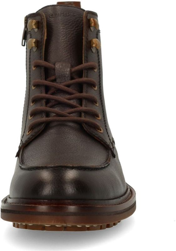 Manfield - Bruine Leren Veterschoenen - Heren