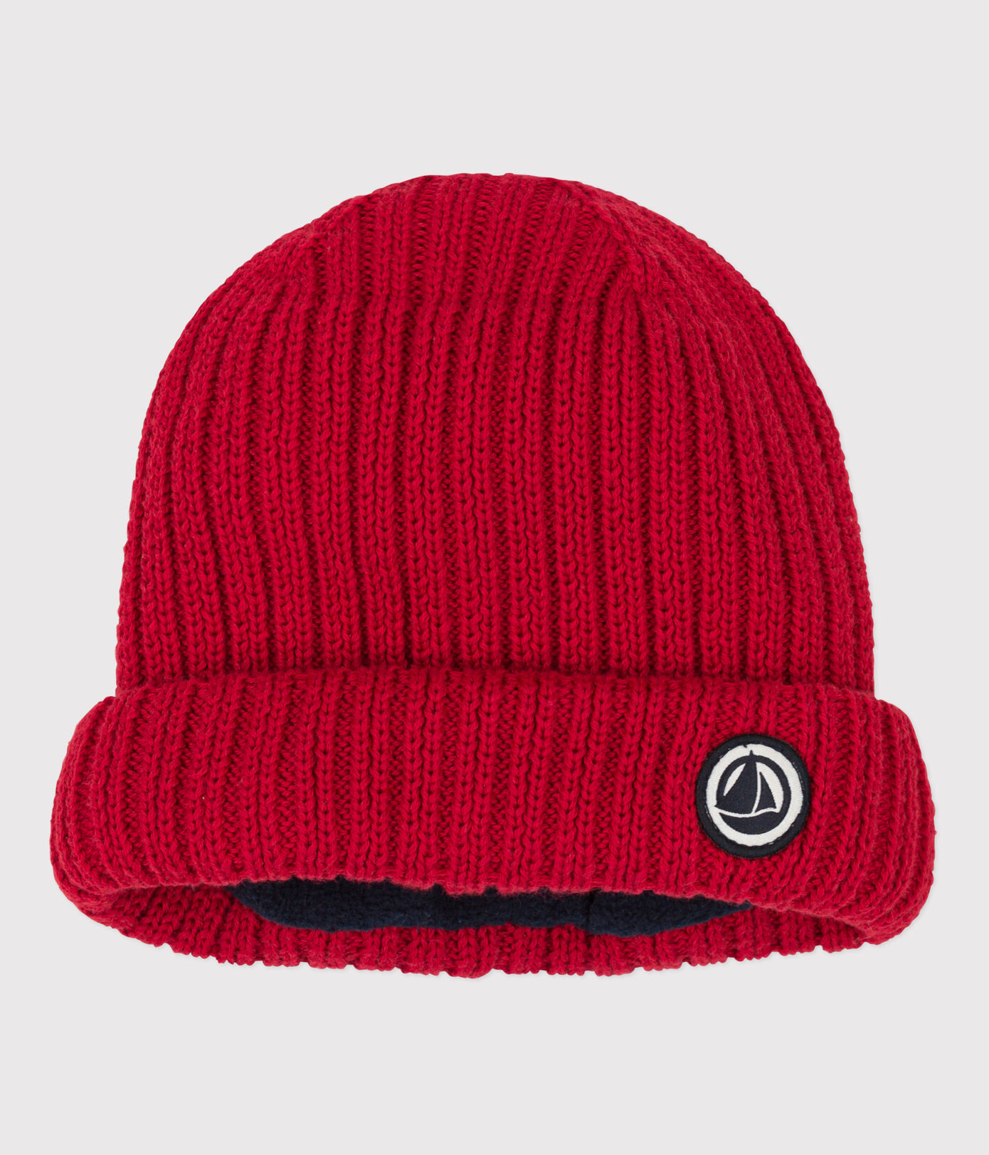Bonnet bébé en tricot doublé en polaire recyclée