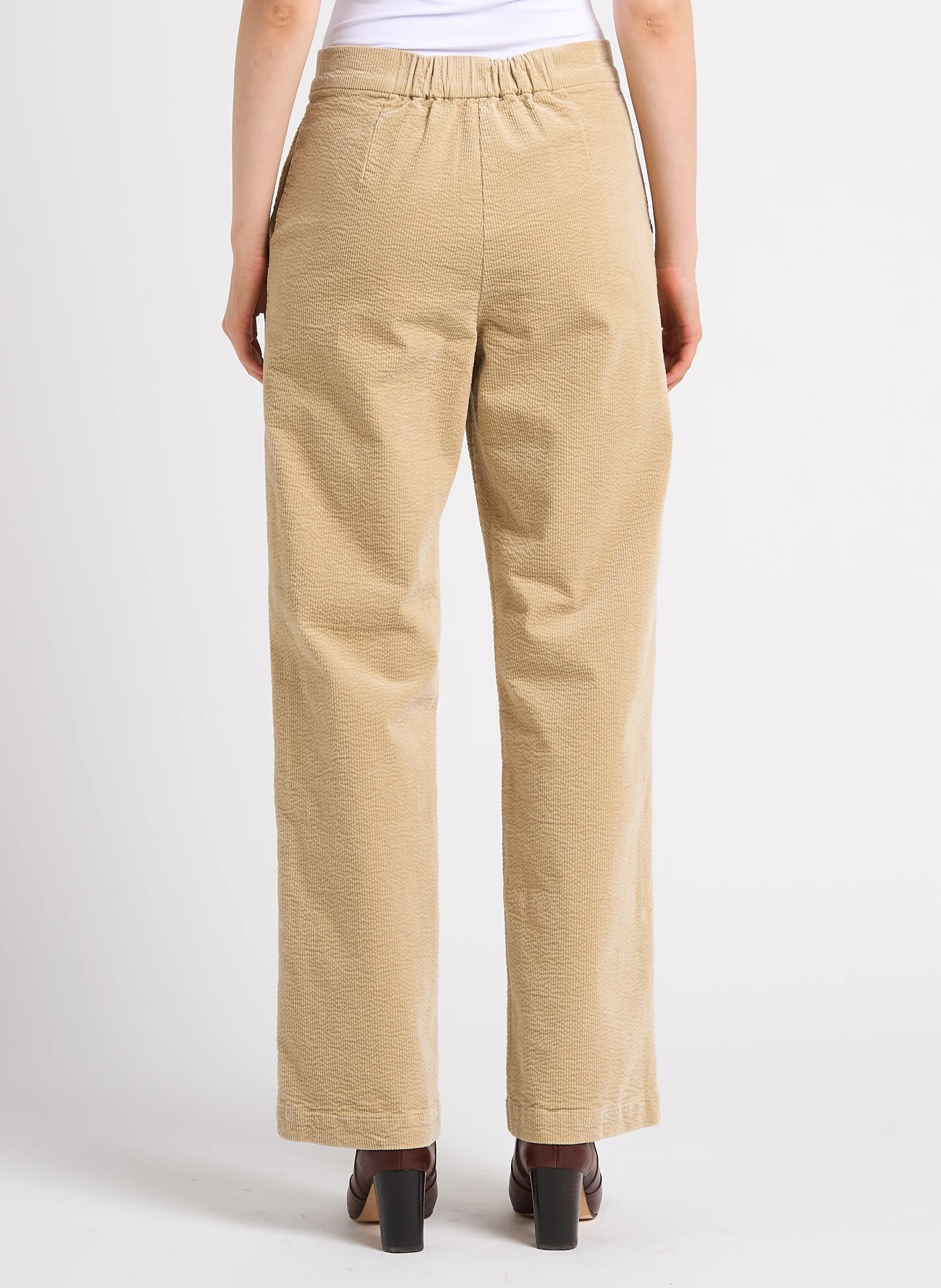 Pantalon droit en coton mélangé | Beige