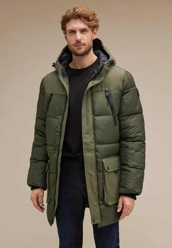 Longjacke mit 2-Wege Zipper - forest green