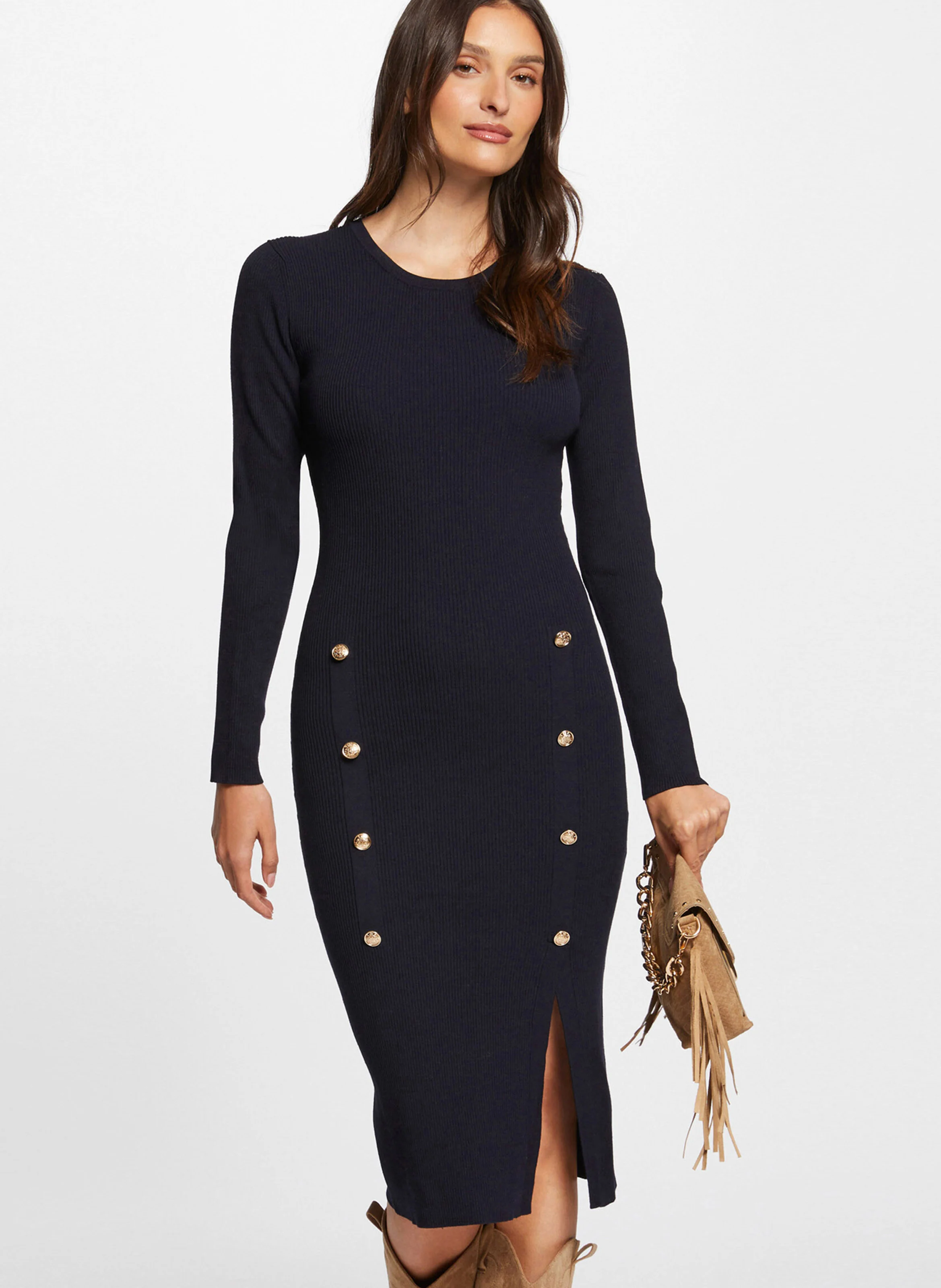 RMBLUE - Robe midi col rond | Bleu