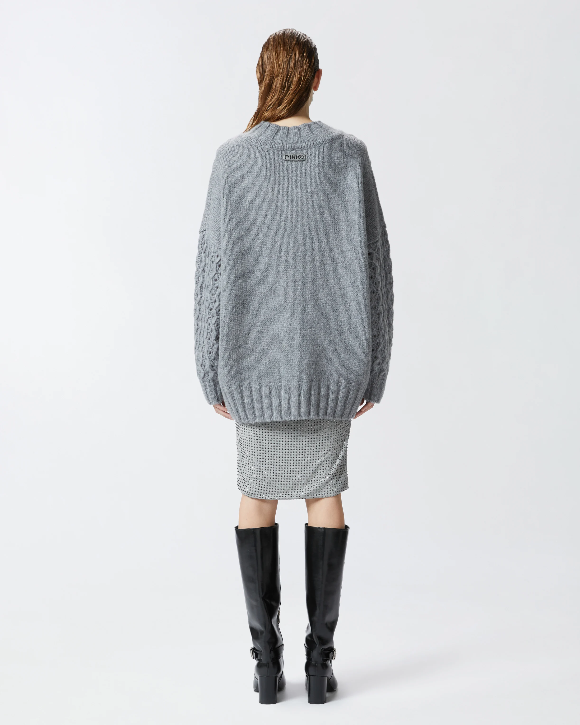 Pull tunique long et ajouré en fil ultra-léger | Argent
