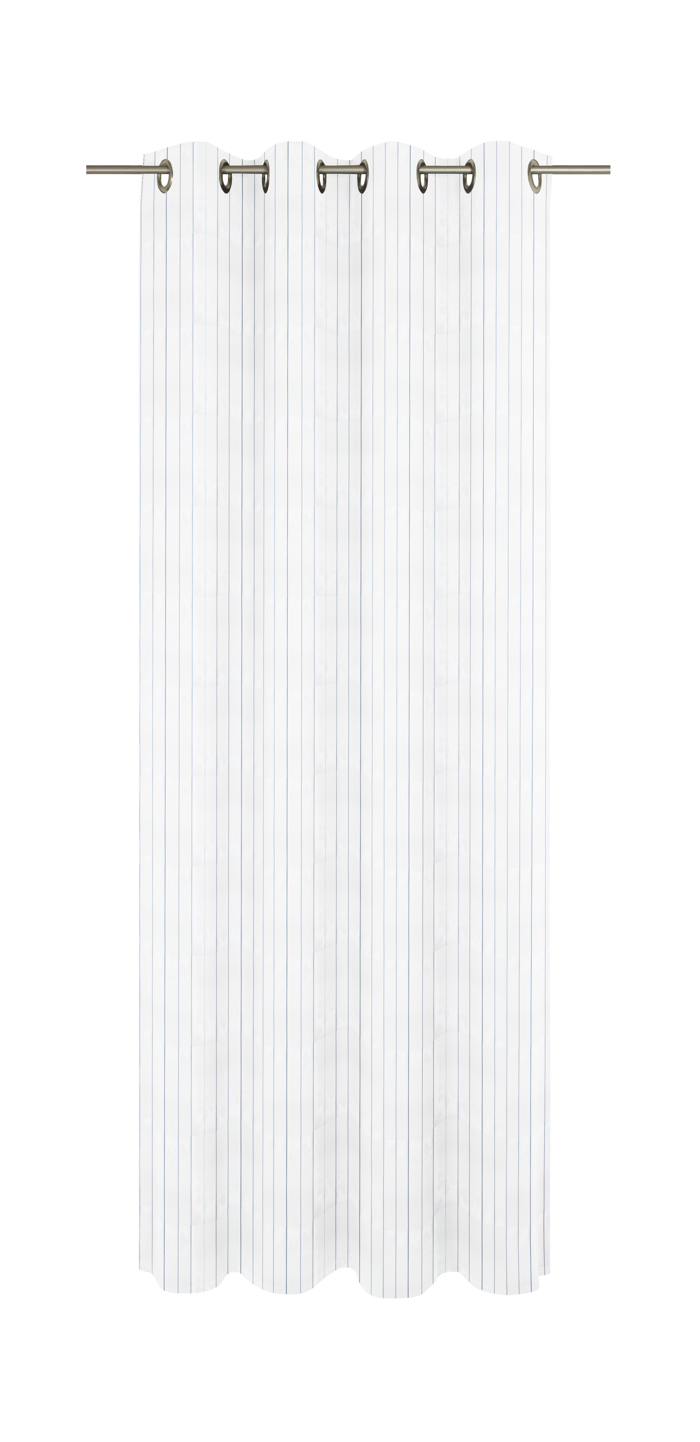 Gardine - Fertigstore - weiß-blau - Messingösen - 140x120 cm