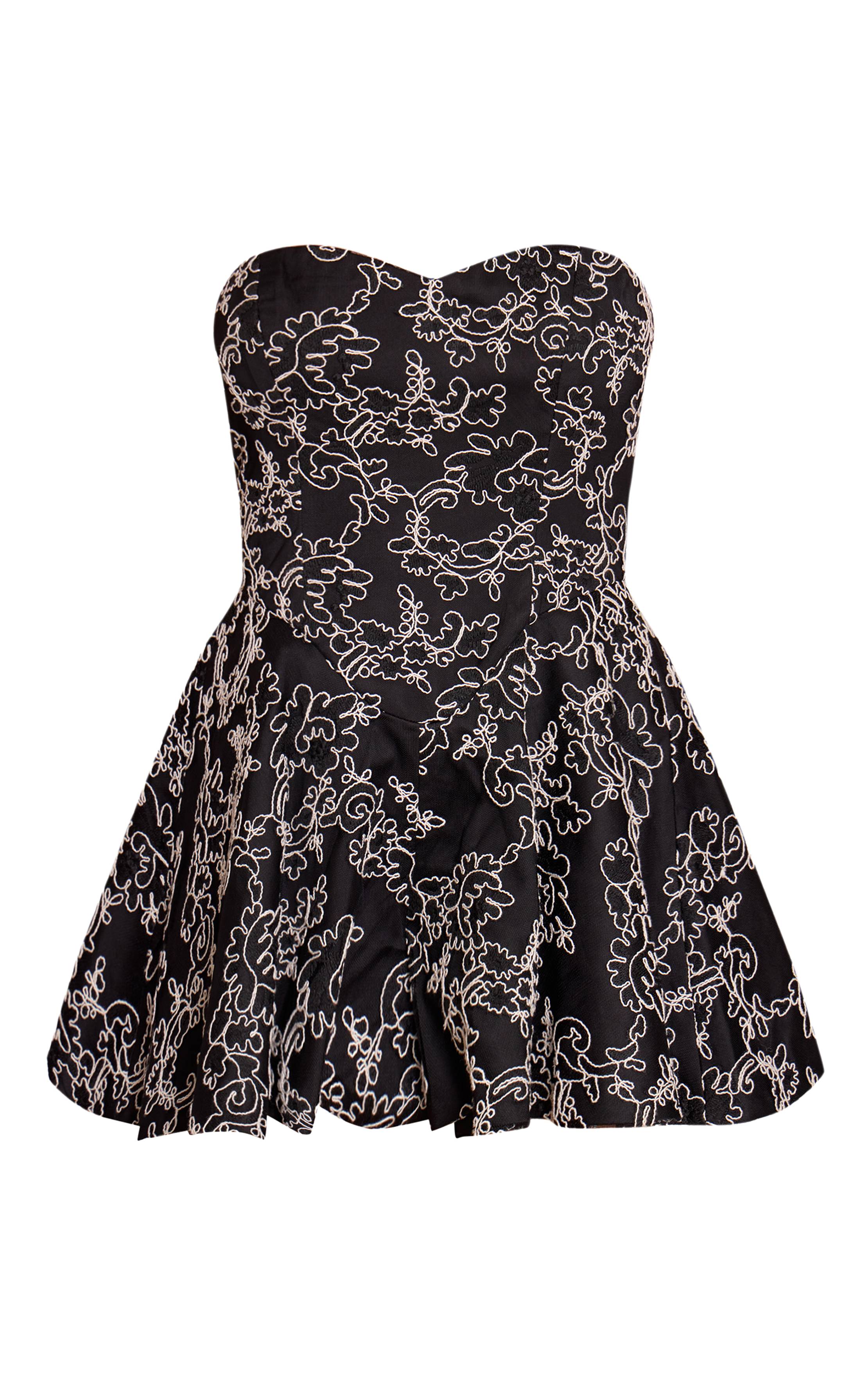 Noir Combi-short Vaporeux En Tissu Tissé Brodé