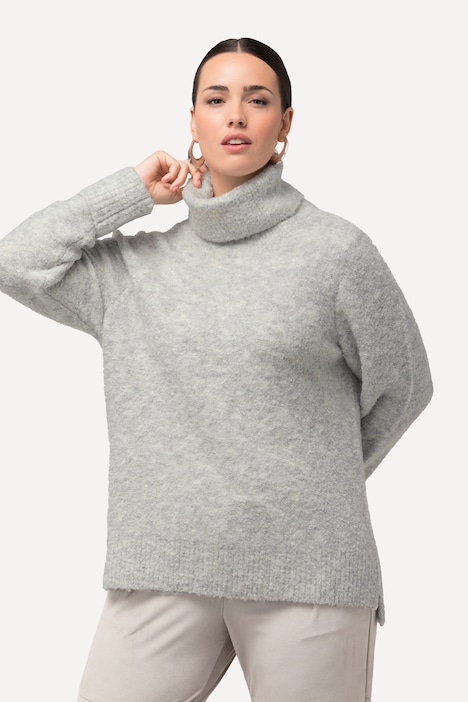 Pullover, meliert, Wollanteil, Rollkragen, Langarm