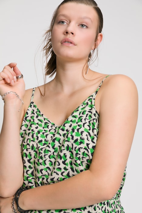 Top, Animal Print, V-Ausschnitt, Spaghettiträger
