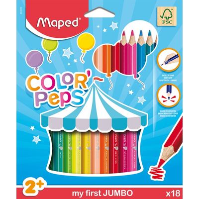 Maped Color'Peps Jumbo - 18 Crayons de couleur