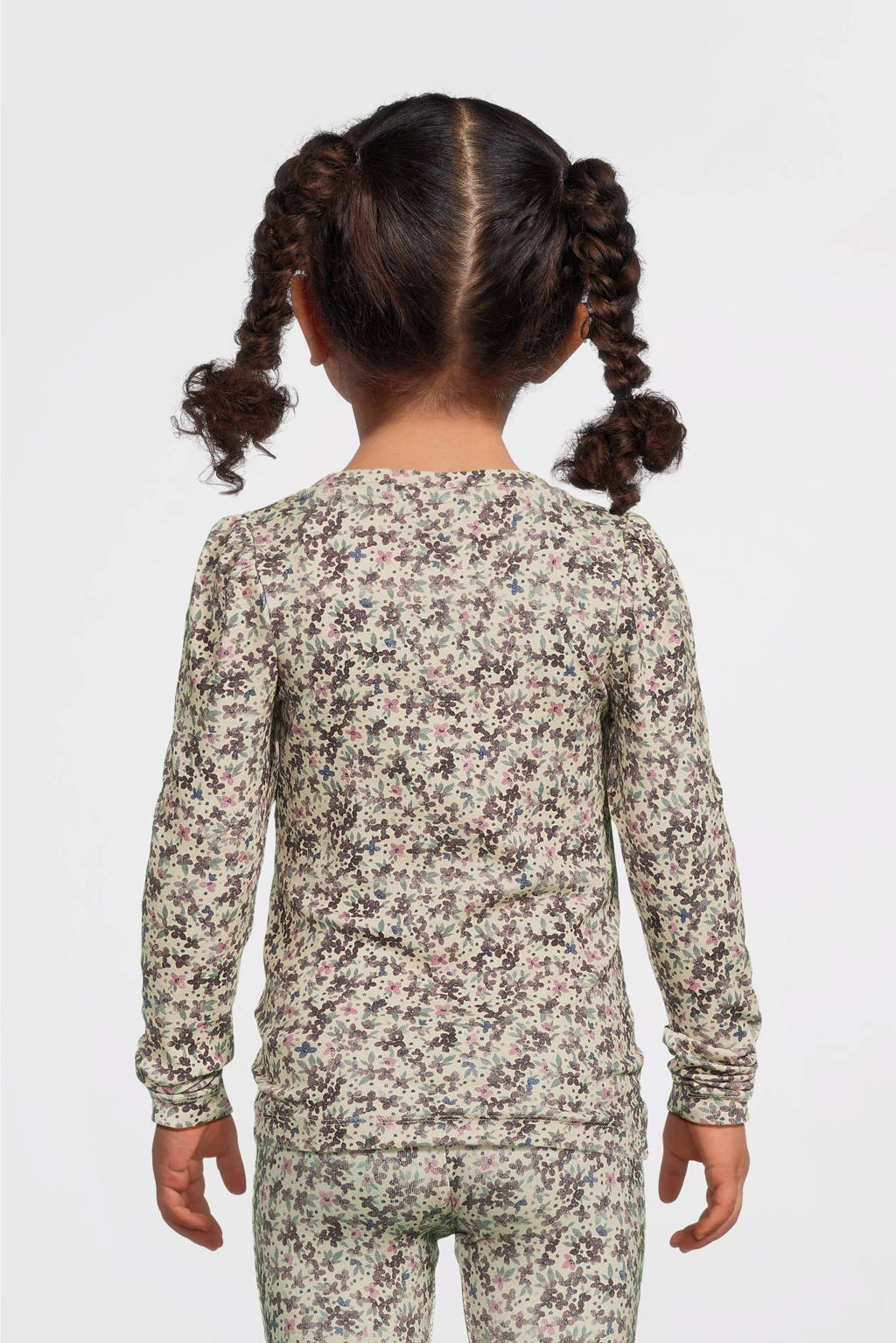 NAME IT gebloemde longsleeve NMFOJATAS ecru/paars/roze