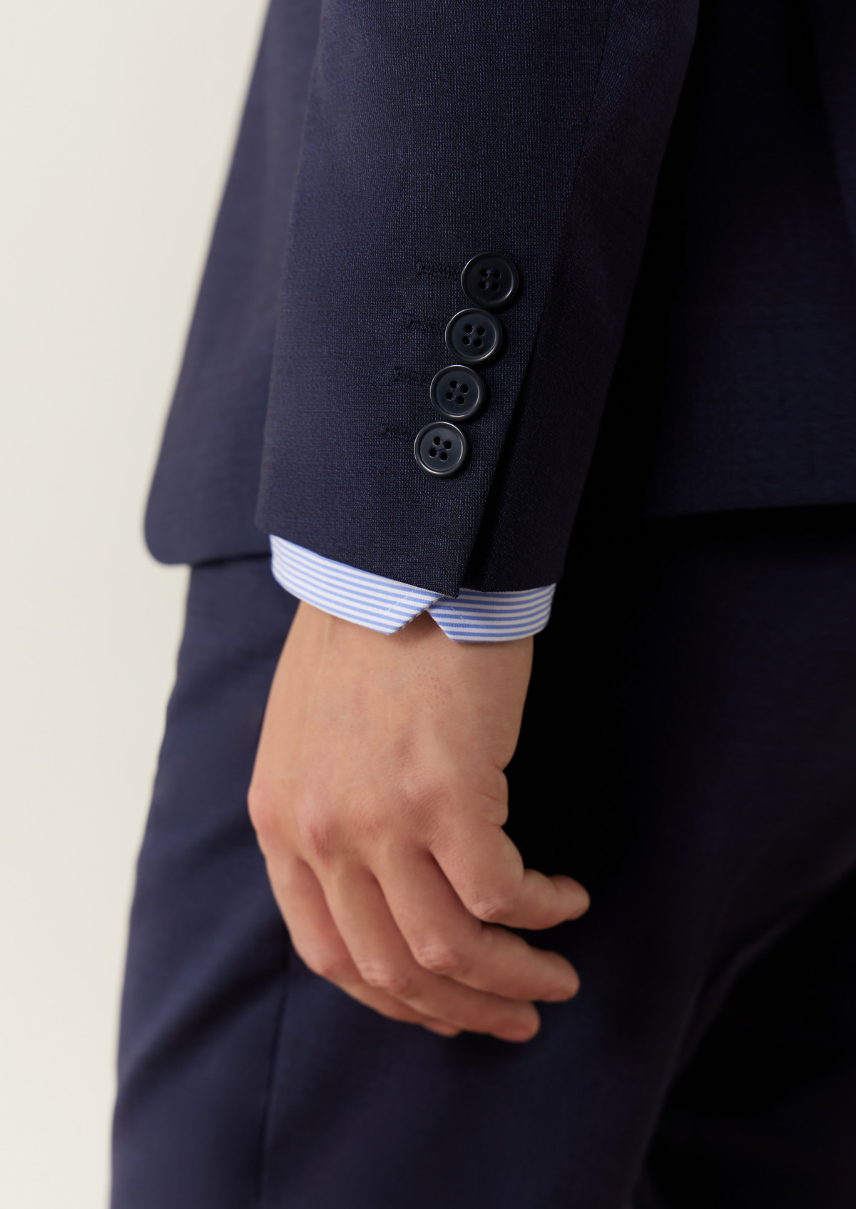 Veste de costume voyage Regular en laine Marzotto unie bleu marine