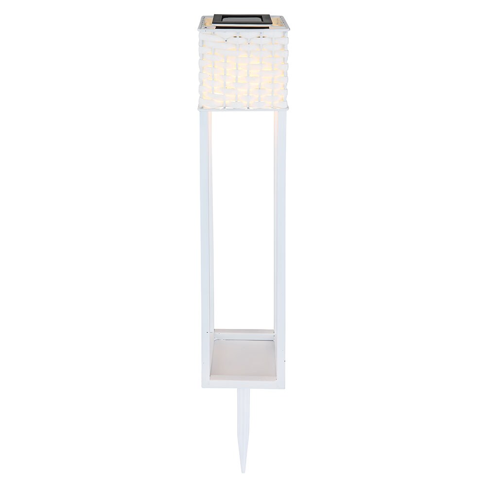LED Solarleuchte, Rattan, Bodenplatte, Erdspitz, weiß