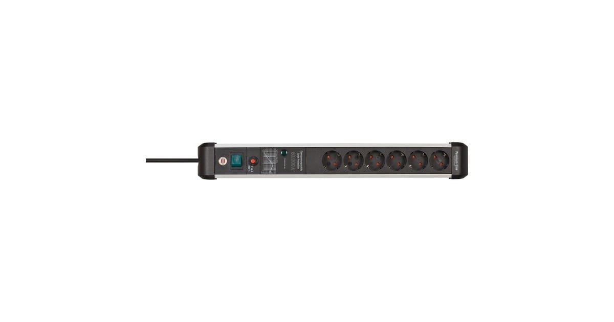 BrennenstuhlPremium-Protect-Line 6-voudig stekkerdoos  (Zwart/aluminium, 3 meter)