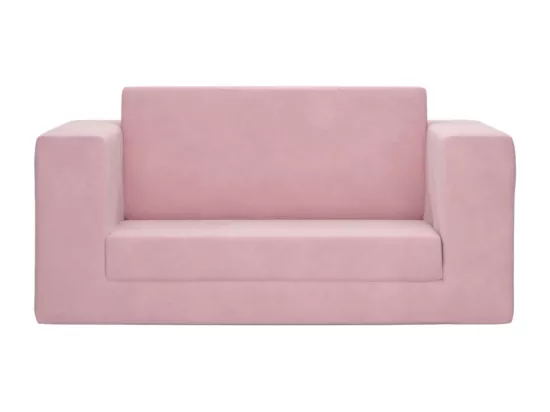 Canapé-lit pour enfants 2 places rose peluche douce