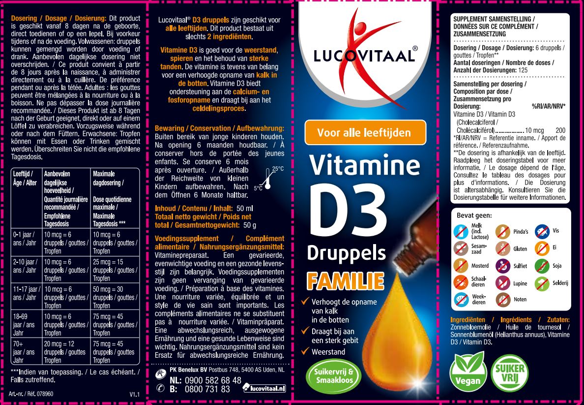 Lucovitaal D3 Vitamine Druppels Familie (50 ml)