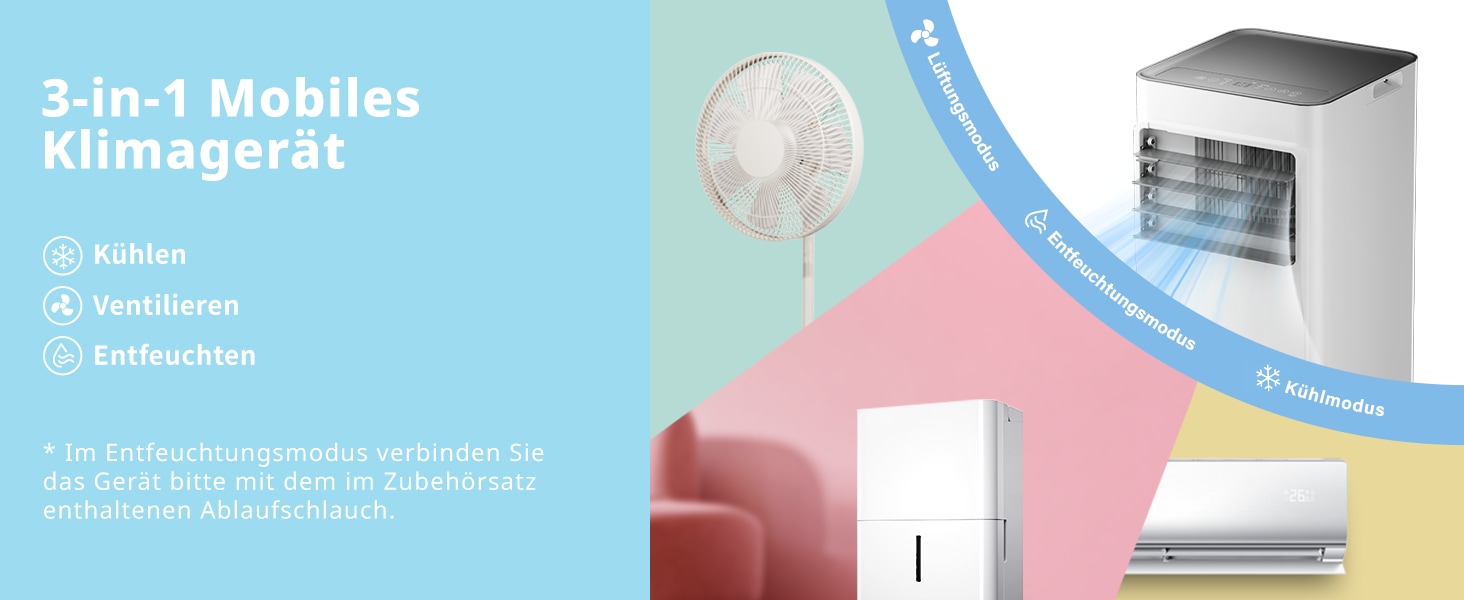 comfee 3-in-1-Klimagerät »»Easy Cool 7000« starker Luftstrom, App und Sprachsteuerung möglich« für Räume bis zu 25 m², mit Temperatursensor