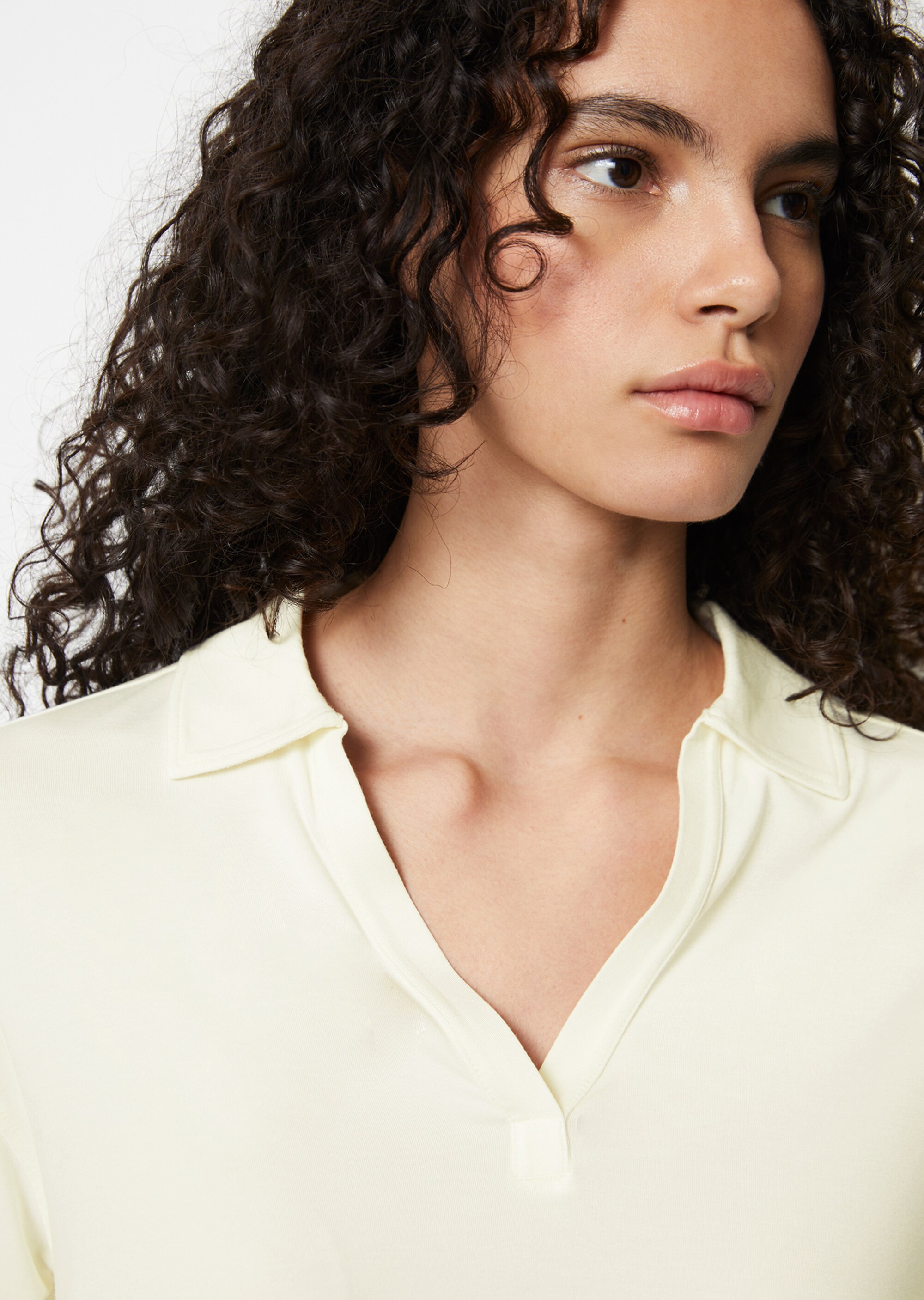 Longsleeve im Poloblusen-Stilaus Viskose-Modal-Mix