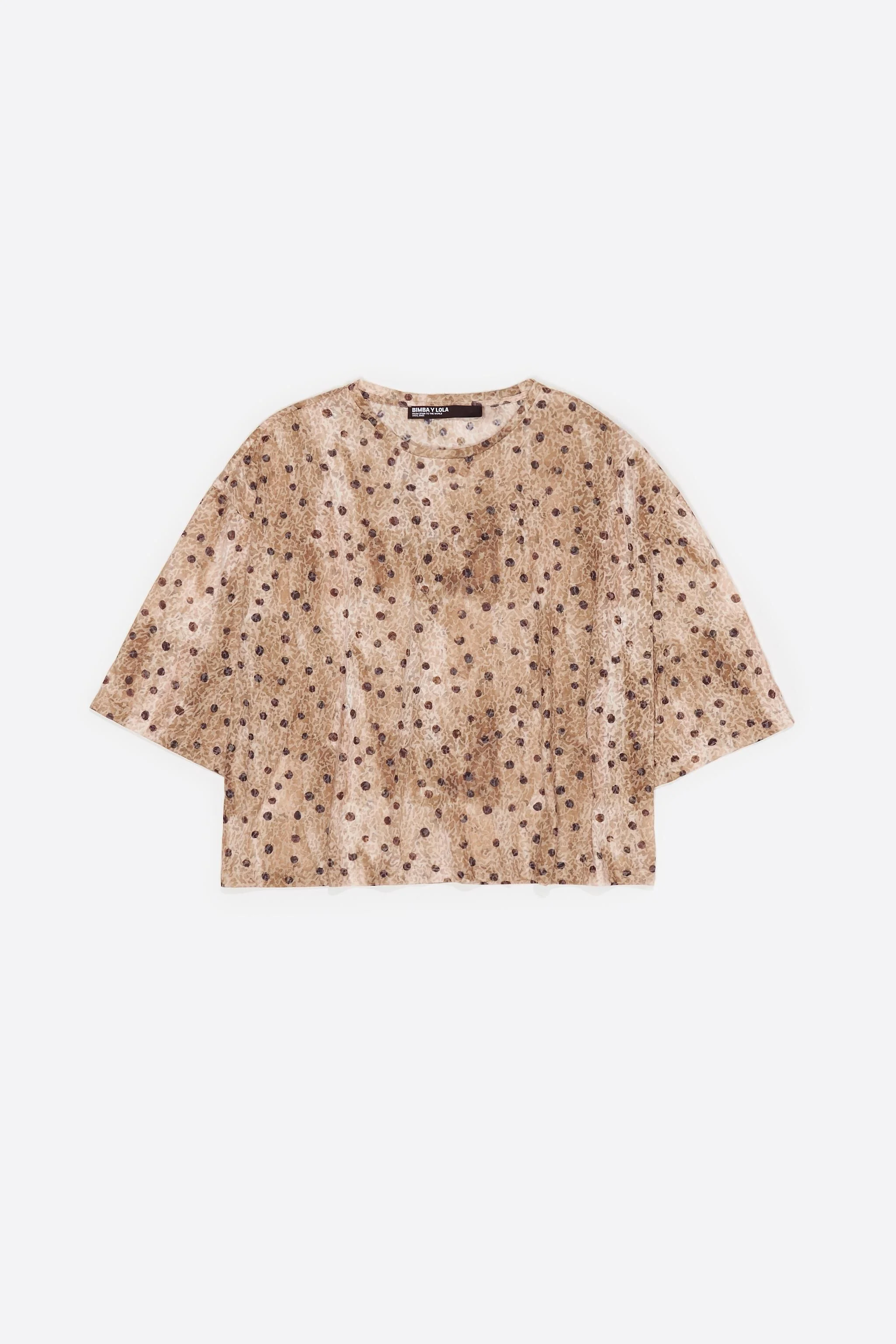 Camiseta quadrada devoré com bolinhas em aquarela