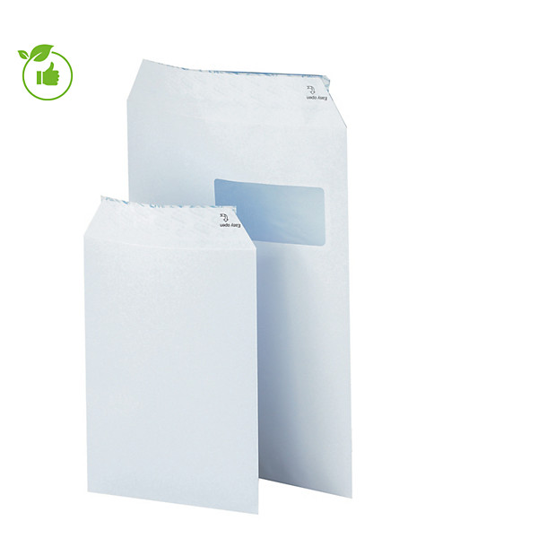 Pochettes avec fenêtre en vélin blanc 90 g 229 x 324 mm, lot de 50