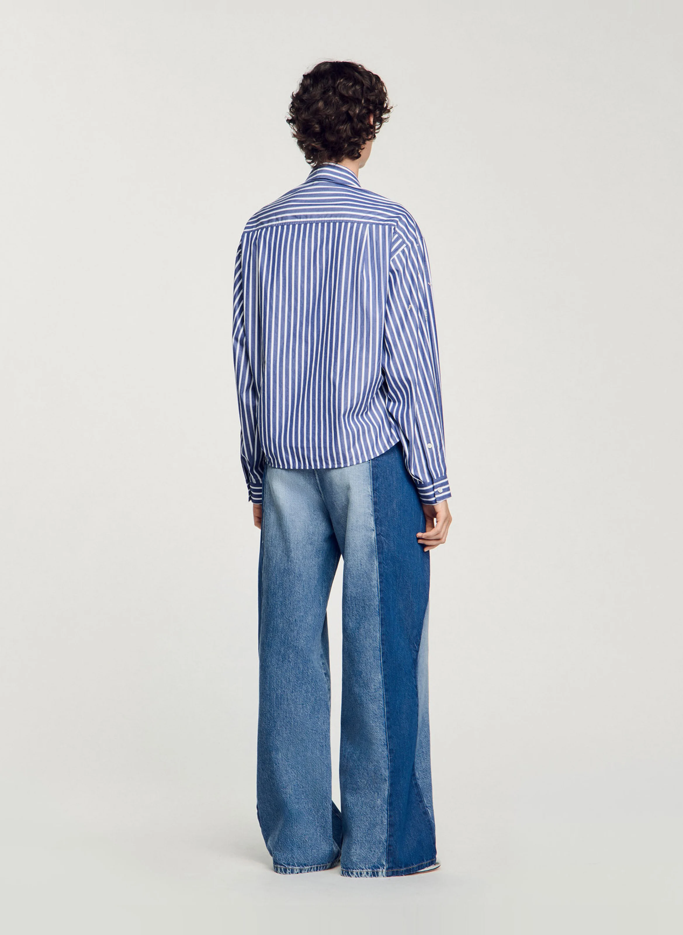 Chemise droite col classique en coton | Bleu