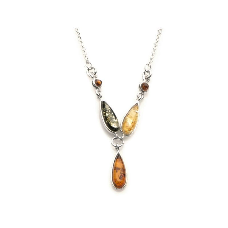 Collier argent 925 Ambre veritable de la mer Baltique