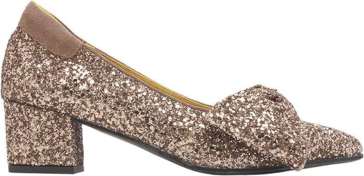 ANGULUS Sløjfepump i funklende glitter 3297/3232 clay glitter/clay