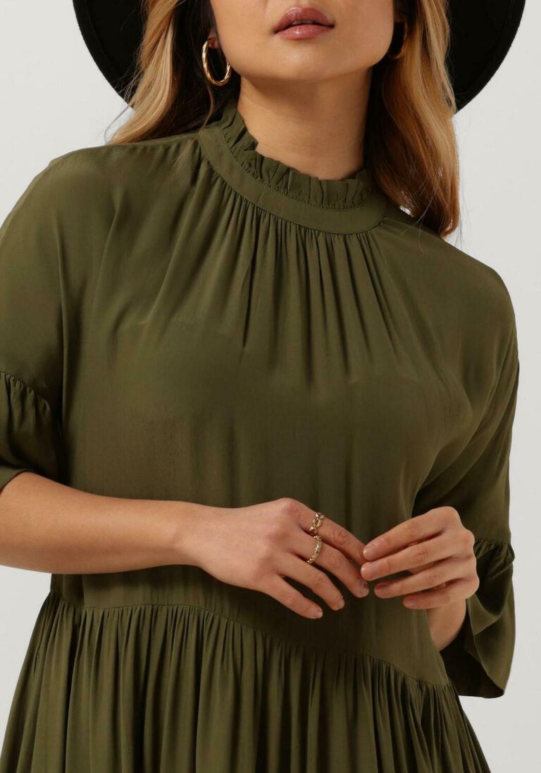 SCOTCH & SODA groene scotch & soda mini jurk short dress with ruffle sleeve detail