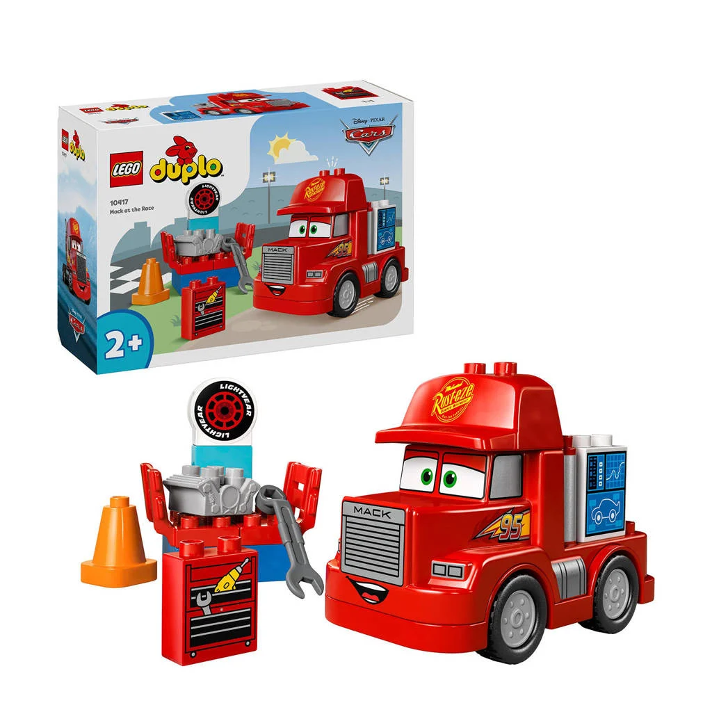 Leuke lego set voor de allerkleinsteDisney en Pixar's Cars Mack bij de race Bouwbaar Auto Speelgoed voor Peuters 10417
