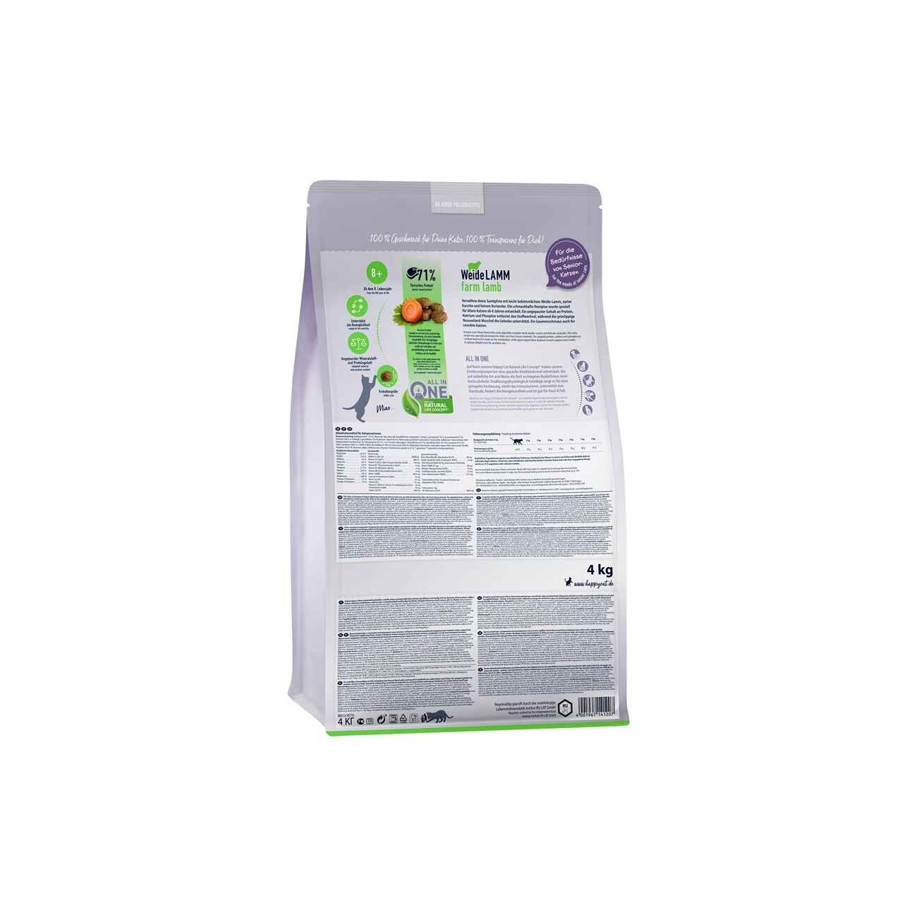 HAPPY CAT Trockenfutter Katze Senior, Weide-Lamm 1,3 kg