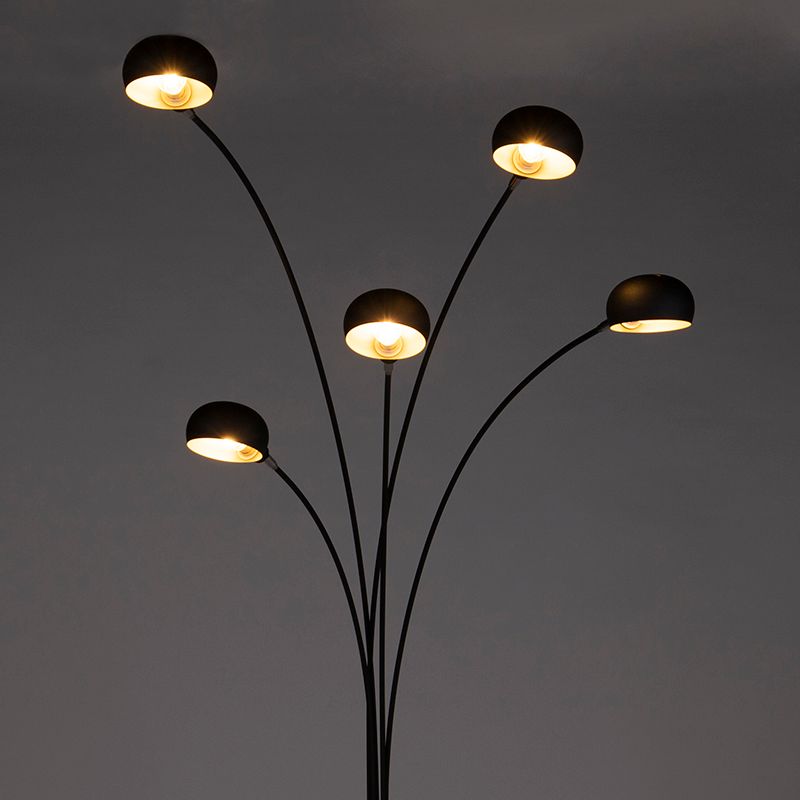 Design vloerlamp zwart 5-lichts - Sixties Marmo