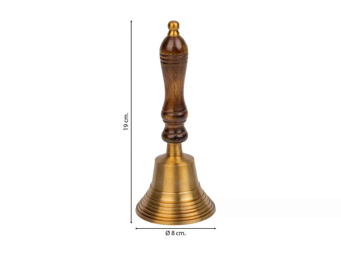 Cloche en métal et manche en bois marron d8x19h