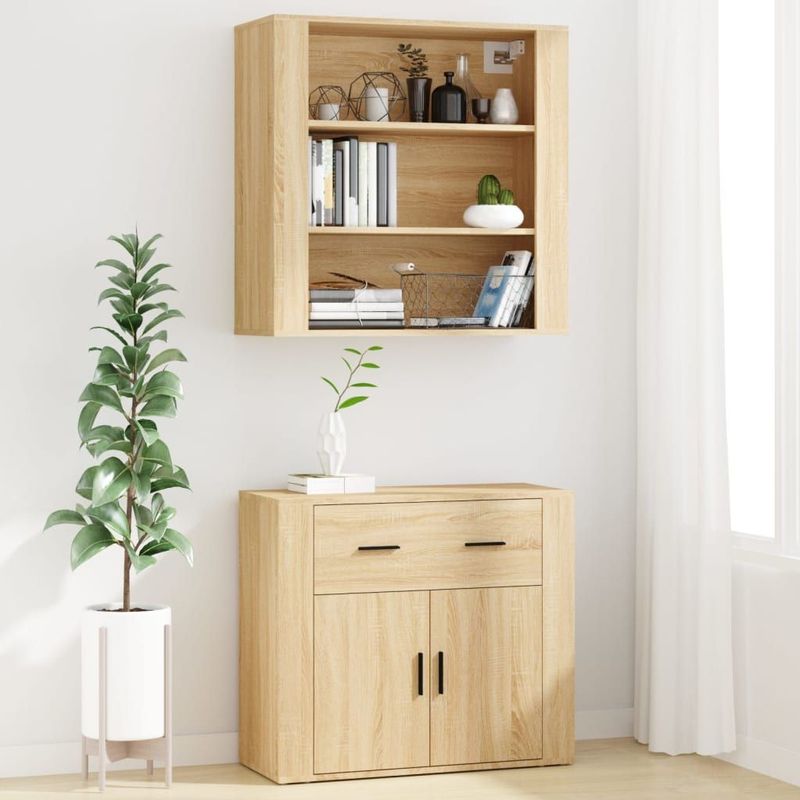 vidaXL - Hoge Kast - Bewerkt Hout - Sonoma Eikenkleurig