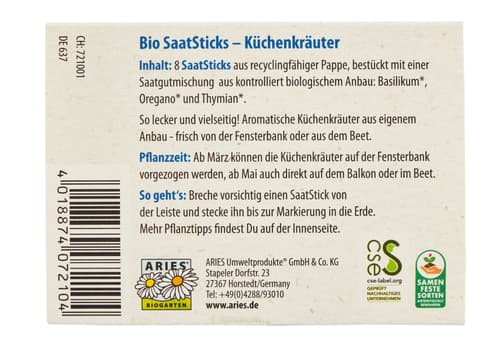 Bio-SaatSticks Küchenkräuter kbA