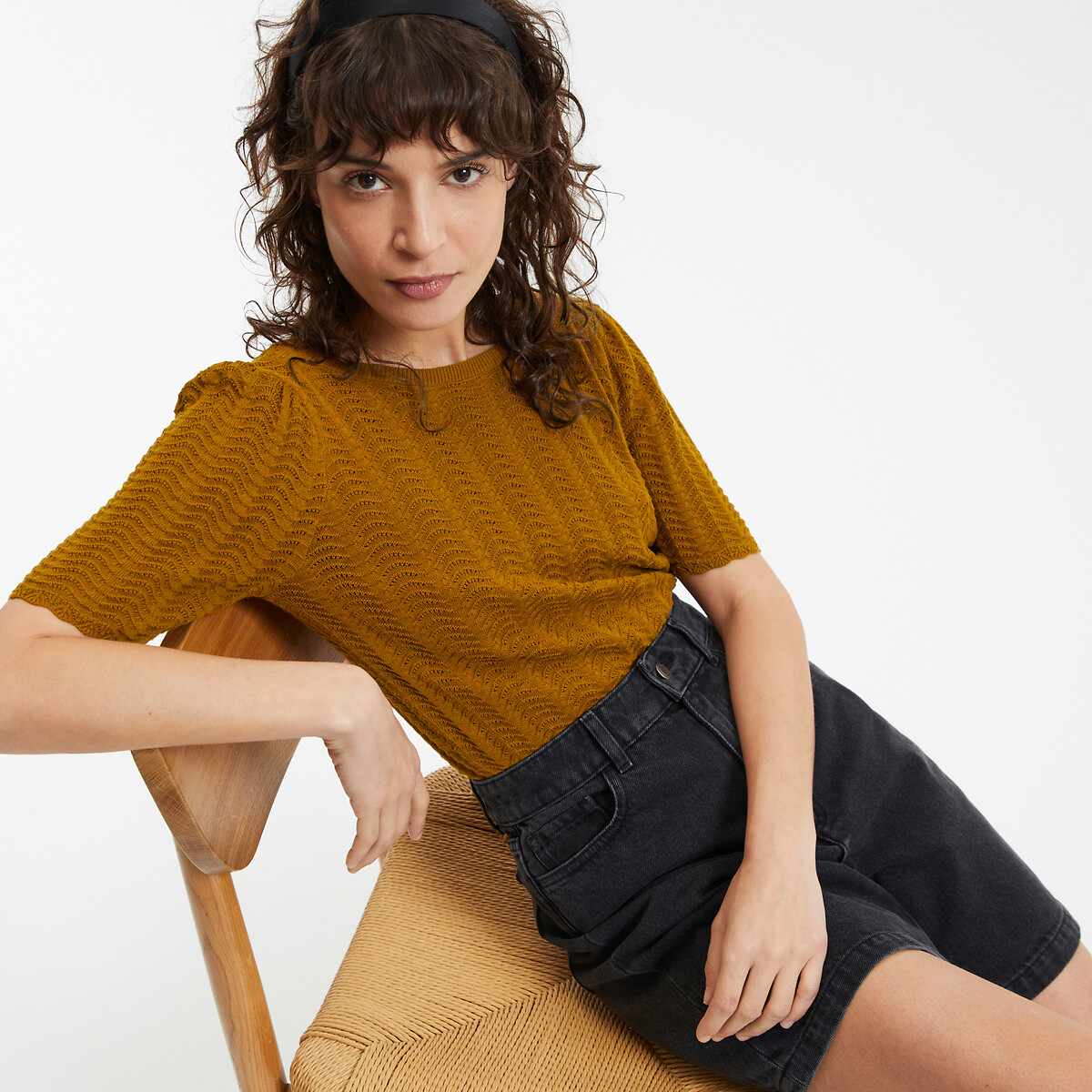 COLEÇÃO LA REDOUTE<br>Suéter em malha fina com gola redonda