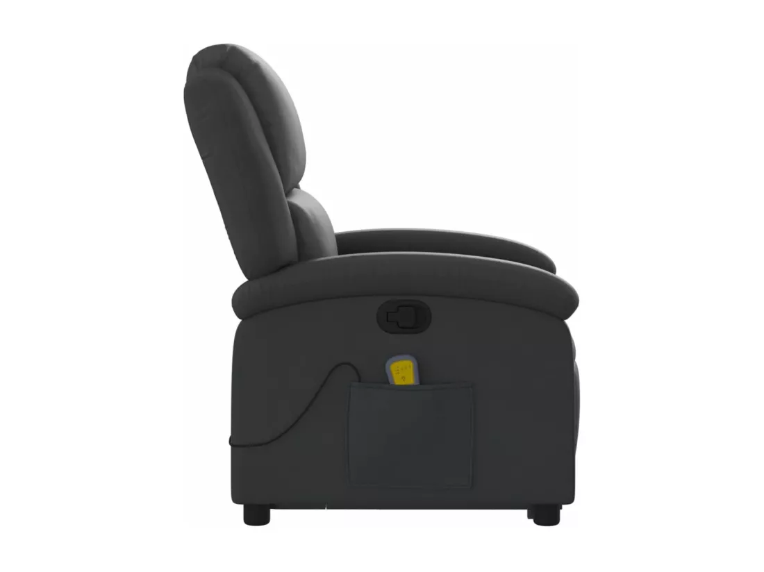 Fauteuil inclinable massant noir cuir véritable