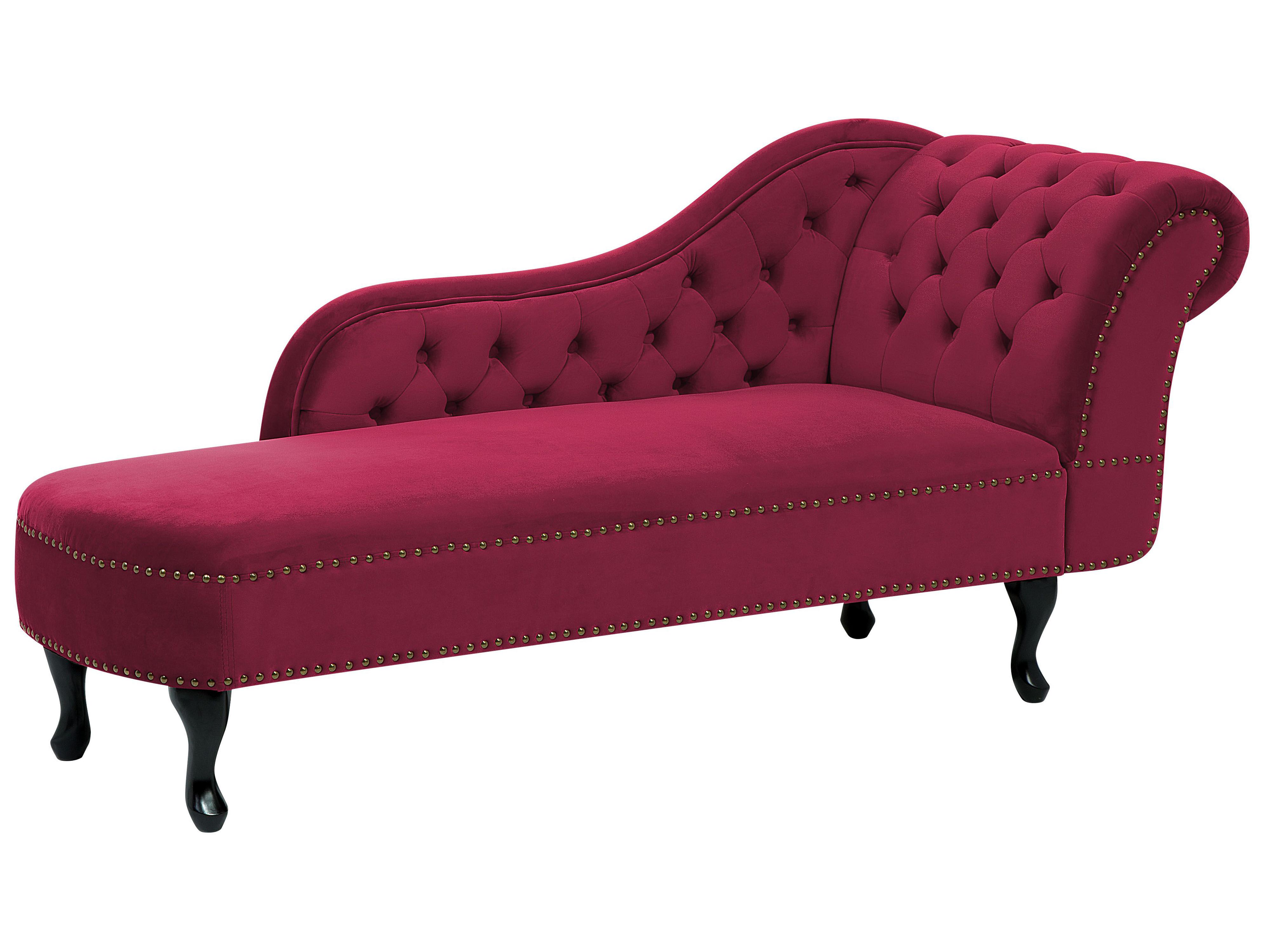 Rechtszijdige chaise longue NIMES Fluweel Donkerrood