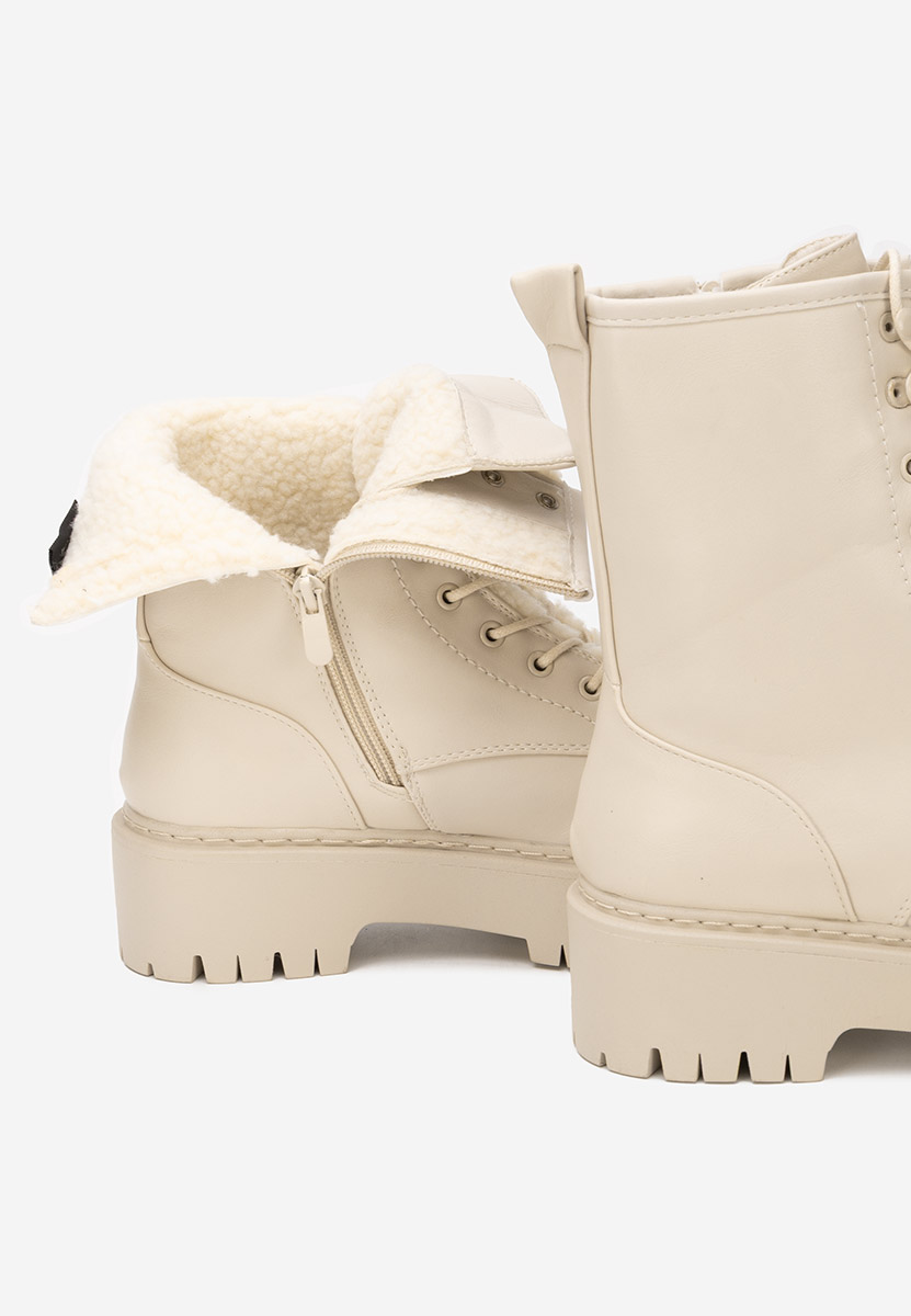 Bottines rangers femme beige Alettia