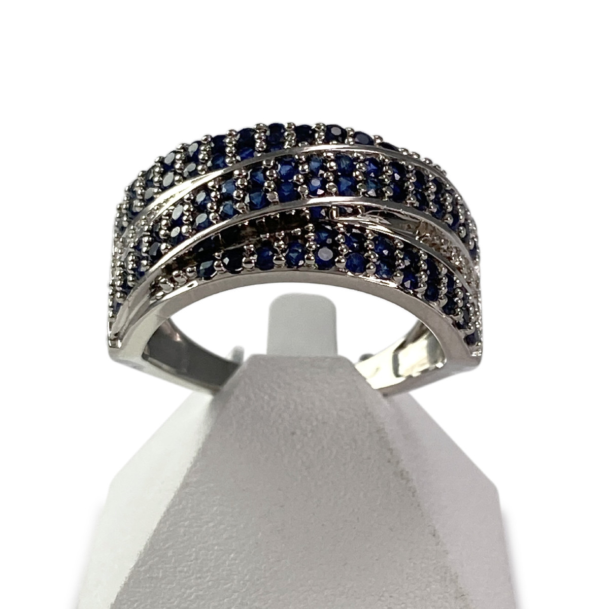 Bague d'occasion or 750 blanc saphir et diamant