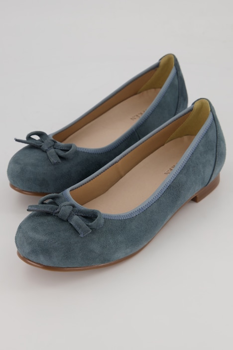 Leder-Ballerinas, Schleife, Wechselfußbett, Weite H