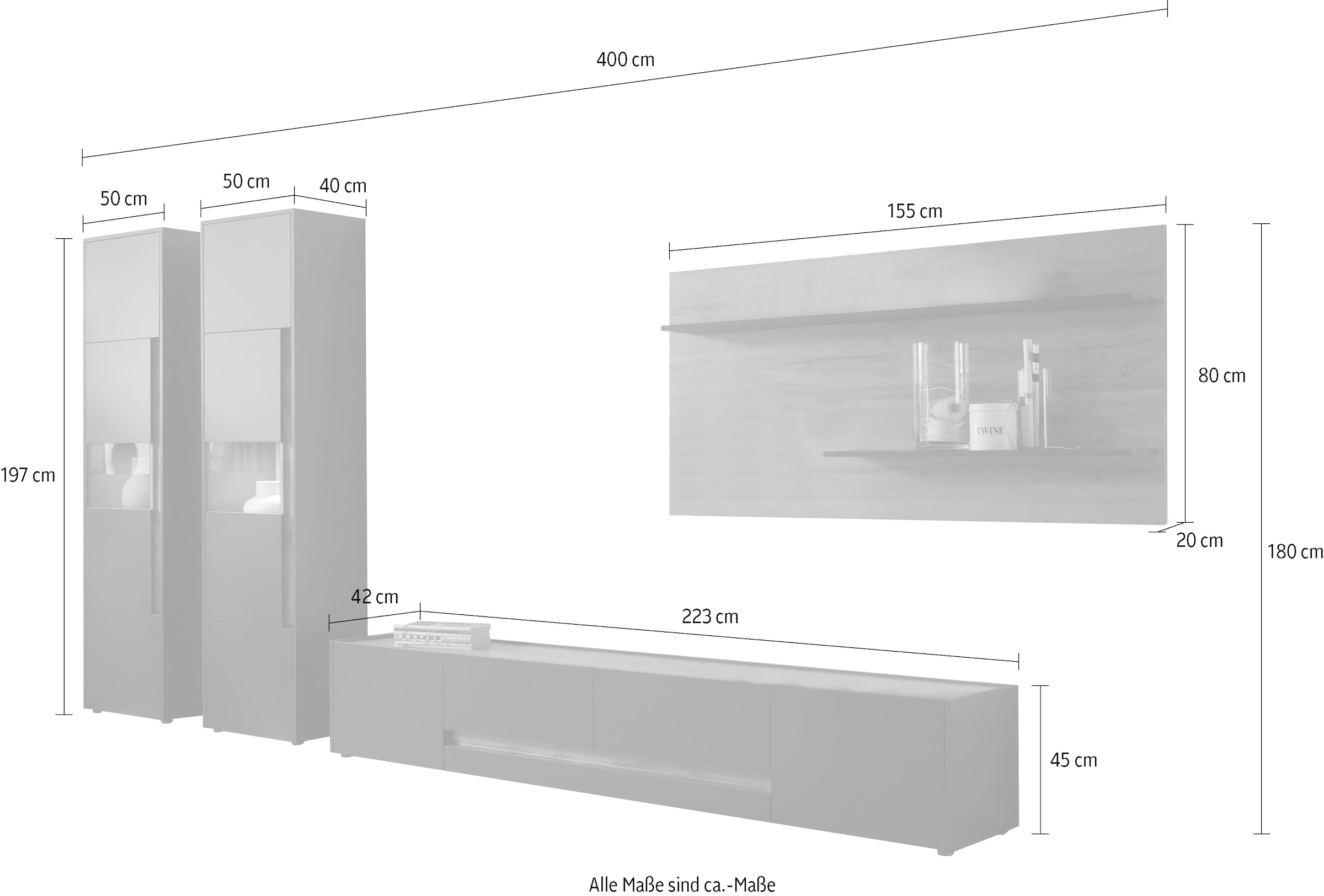 INOSIGN Wohnwand »City/Giron, moderne Anbauwand, Komplettset in vielen Farben verfügbar« Set, 4 Stk. tlg.