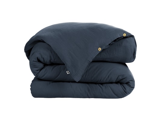 TERRE DE NUIT - Housse de couette double gaze de coton marine 260x240 cm