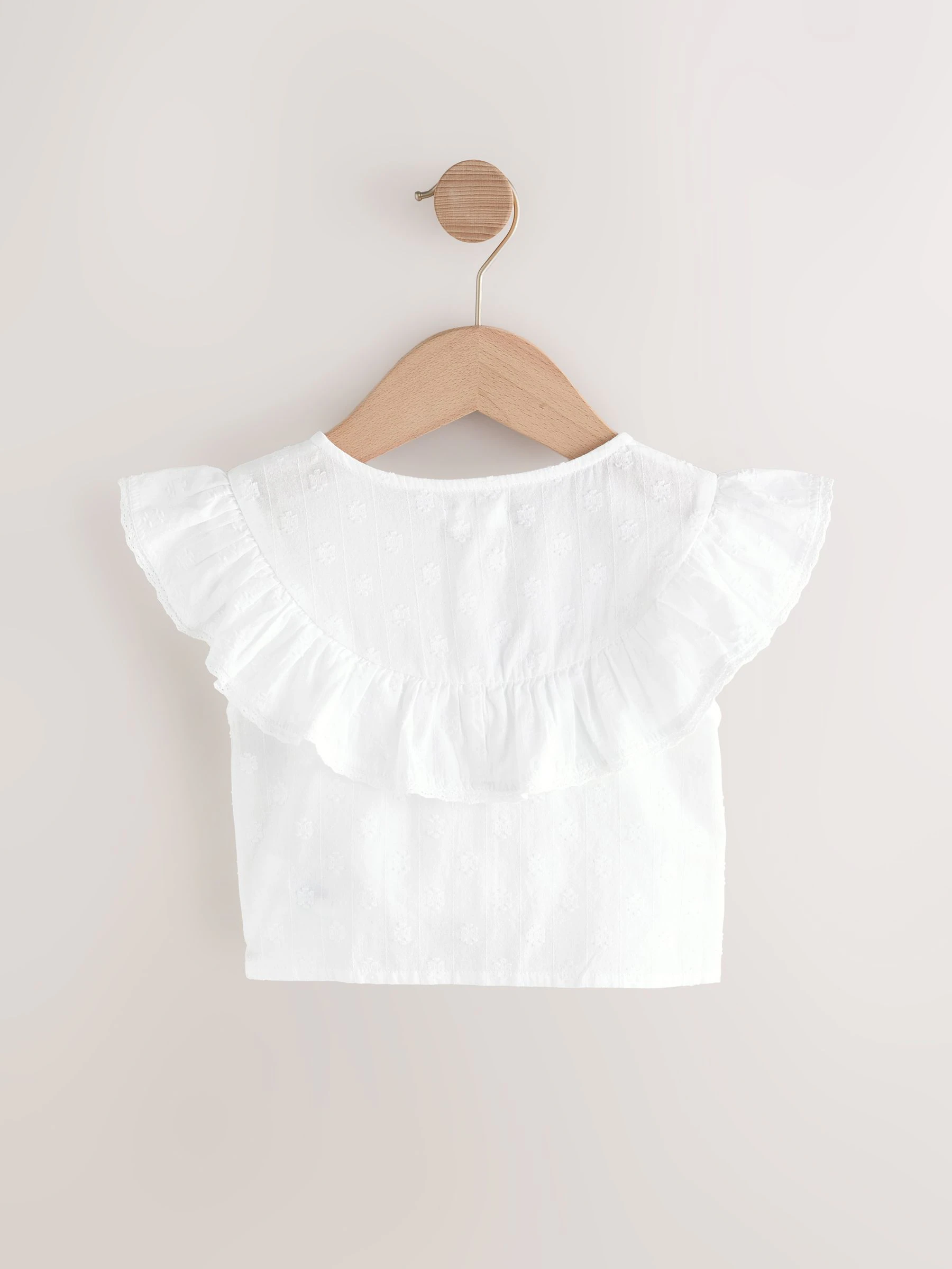 Wit - 100% katoenen blouse met strik aan de voorkant (3 - 16 jr)